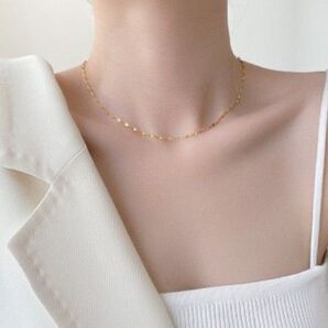 ネックレス シンプル ゴールド チェーン きらきら リップチェーンネックレス 可愛い ペンダント ステンレス レディース