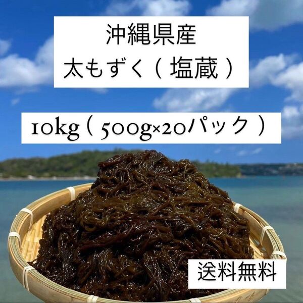 2025年産漁師直送!沖縄県産太もずく10kg(500g×20パック)太くて長〜い塩蔵もずく/沖縄特産品/沖縄土産