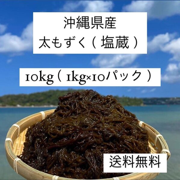 2025年産漁師直送!沖縄県産太くて長~い屋我地の塩蔵もずく10kg(1kg×10パック)送料無料/沖縄特産品