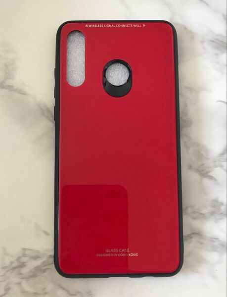 シンプル&可愛い耐衝撃背面9Hガラスケース HUAWEIP30Lite レッド 赤