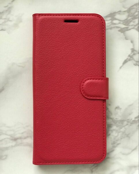 XperiaXZ2 レッド 赤色 シンプルレザー手帳型ケース