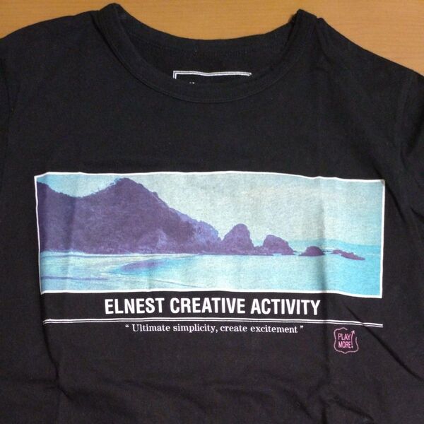 niko and... ニコアンド コラボ商品 Tシャツ ヴィンテージ レトロ ブラック 黒 M ELNEST エルネスト
