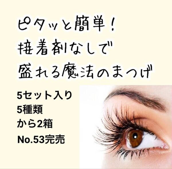 つけまつげ 接着剤不要 ナチュラル ワンタッチ 簡単 5ペア No.52と55