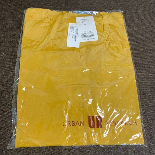 【新品】USA製 アーバンリサーチ Vネック Tシャツ M made in USA マスタード