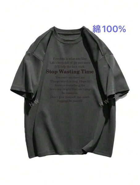 未使用 ゆったりシンプルTシャツ ダークグレー