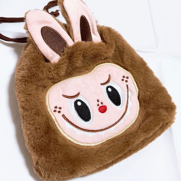 ラブブ 巾着 ポーチ バッグインバッグ LABUBU ふわふわ ファー ジモモ zimomo