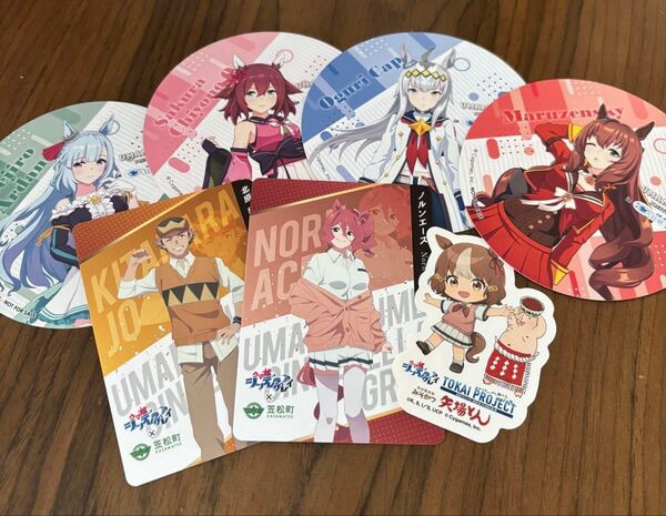 ウマ娘シンデレラグレイ 紙コースター 笠松競馬場 + 矢場とんステッカー + 笠松町コラボカード + クリアファイル