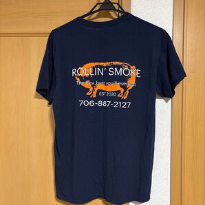 アメリカ古着 GILDAN ROLLIN SMOKE 紺色 L