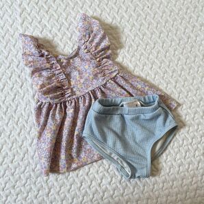 プティマイン 水着 セパレート 花柄 80サイズ