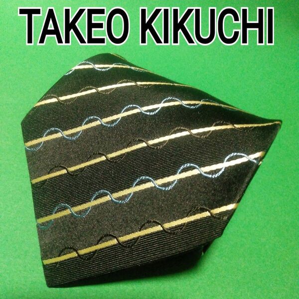 【極美品】TAKEO KIKUCHI タケオキクチ ストライプ ネクタイ ブラック 黒