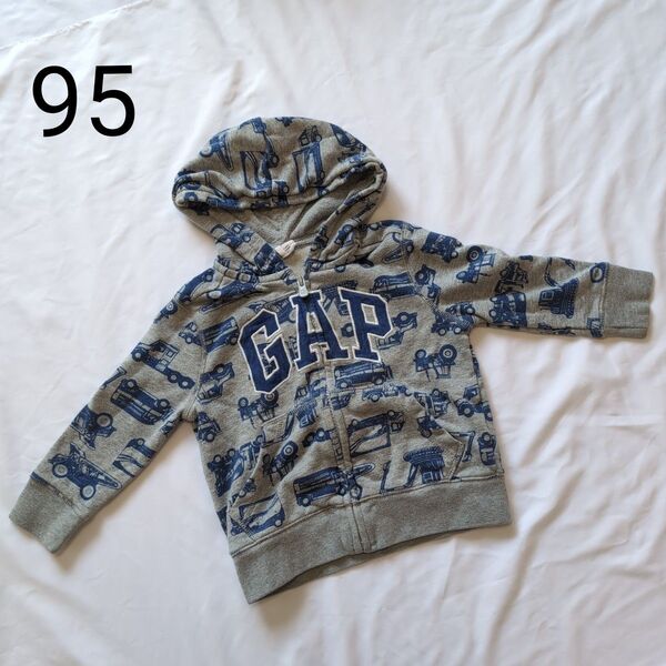 GAP パーカー 95 2歳 トップス アウター子ども服 キッズ服 車 グレー 長袖