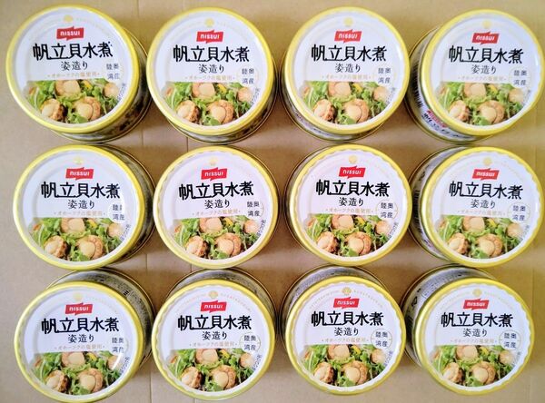 ニッスイ 陸奥湾産 帆立貝水煮 姿造り ホタテ 缶詰め 70g×12 まとめ売り
