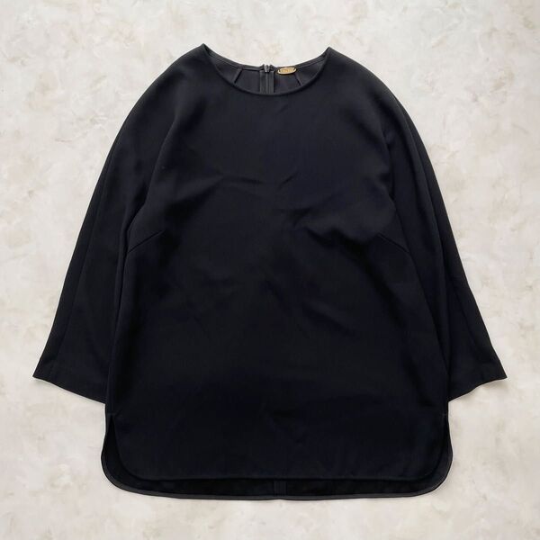 美品 MUSE Deuxieme Classe ミューズドゥーズィエムクラス EDEN クルーネックブラウス ブラック 七分袖