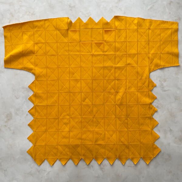 【美品】PLEATS PLEASE プリーツプリーズ イッセイミヤケ カットソー Tシャツ ギザギザ Lサイズ イエロー 黄色