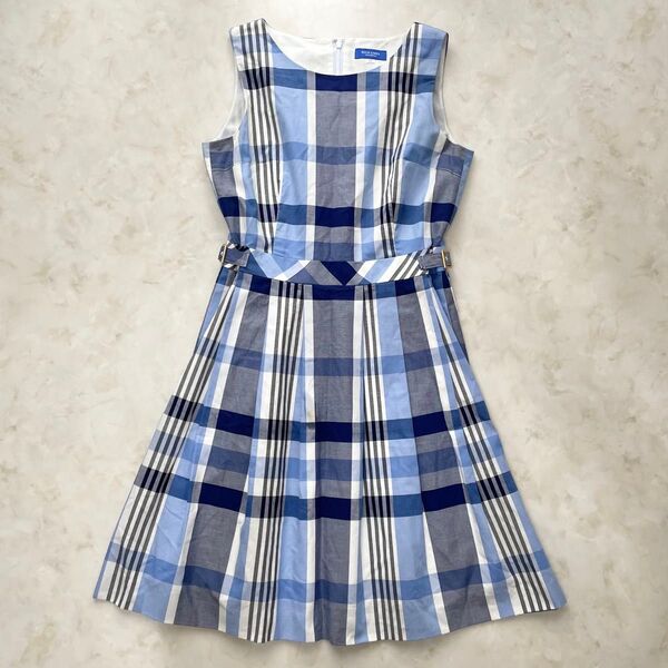 BURBERRY BLUE LABEL バーバリーブルーレーベル ワンピース ノバチェック フレア Aライン ベルト 38 M