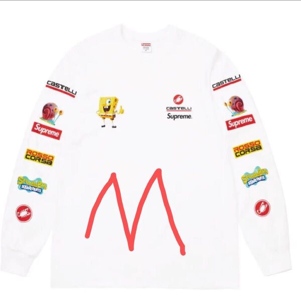Supreme x SpongeBob Castelli Racing L/S Tee "White" Mサイズ