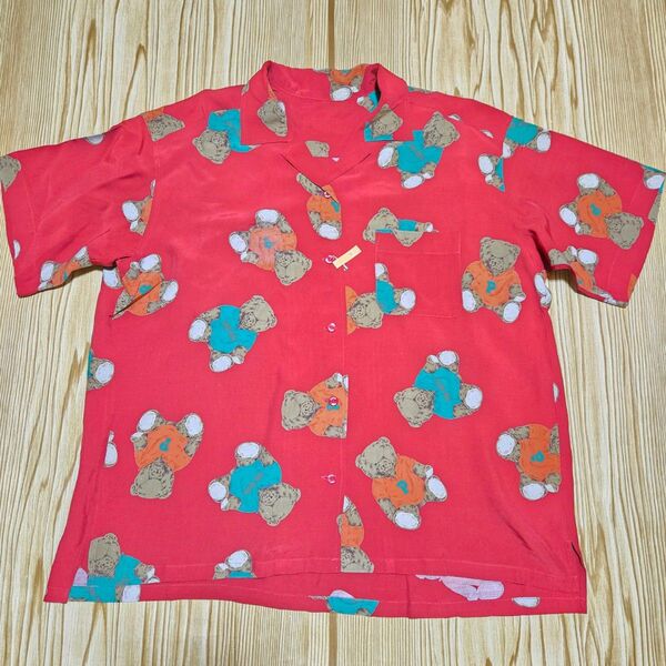 【クリーニング済み】90s レトロ オールド ピンクハウス くま アロハシャツ