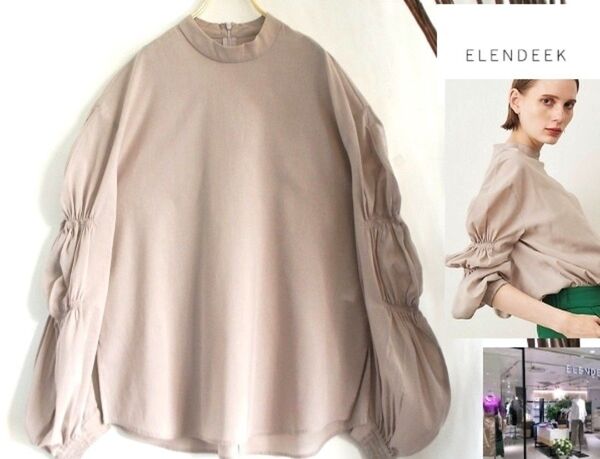 美品/ELENDEEK/エレンディーク/GATHER SLEEVE SHEER BL / ギャザースリーブシアーブラウス/