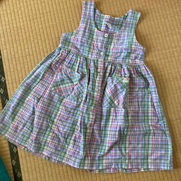 110 120 子供服 ワンピース チェック ギンガムチェック ピンク 水色 女の子 女児 キッズ チェック模様