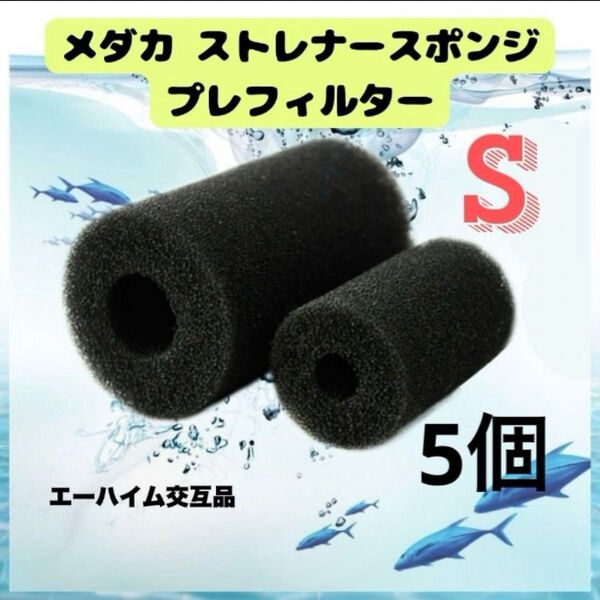 S 5個 メダカ ストレーナースポンジ プレフィルター エーハイム交互品 水槽フィルター