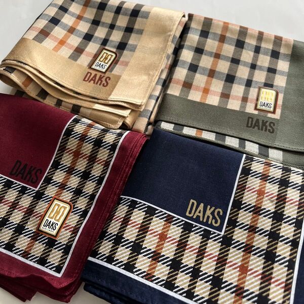 未使用 ダックス ハンカチ 4枚セット DAKS ハイブランドハンカチセット
