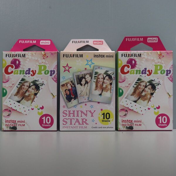 FUJIFILM INSTAX MINI チェキ用フィルム candypop 2箱 shiny star 1箱 各10sheets