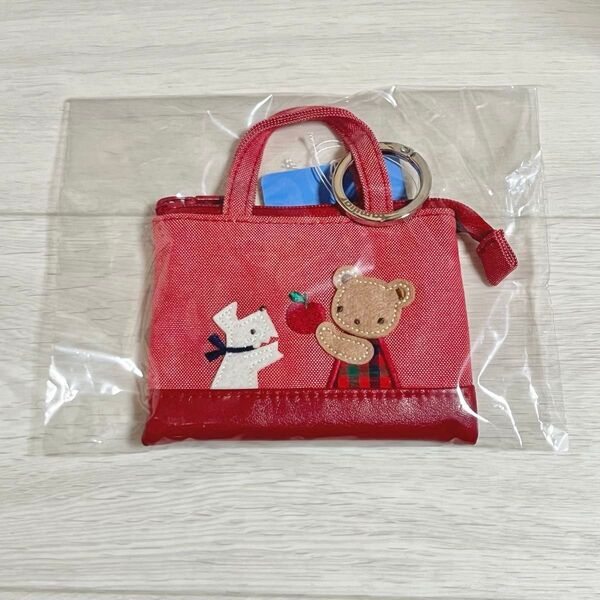 【新品】familiar ミニデニムバッグ バッグチャーム ファミリア 赤 レッド