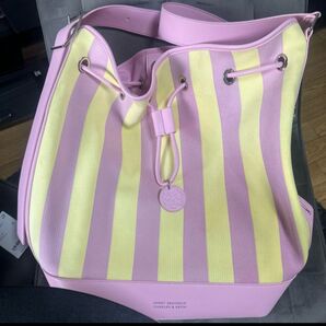 CHARLES & KEITH ストライプ バケットバッグ ピンク・イエロー