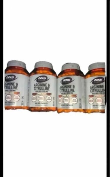 発送補償あり!期限は2026年3月以降!120カプセル×4 NOW社一粒にLアルギニン500mg Lシトルリン250mg