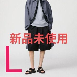 【新品未使用タグ付き】UNIQLO ワイドフィットハーフパンツ ブラックLサイズ