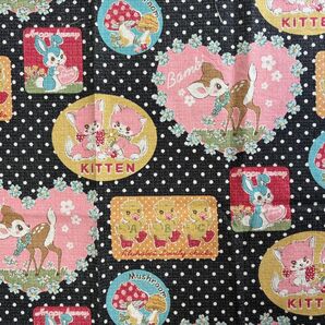 KOKKA Trefle バンビ、子猫、ひよこ、きのこ柄 約50cm×59cm