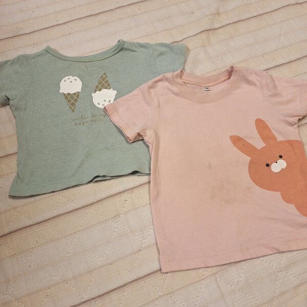 トップス 半袖 カットソー Tシャツ 90cm 90 ピンク グリーン