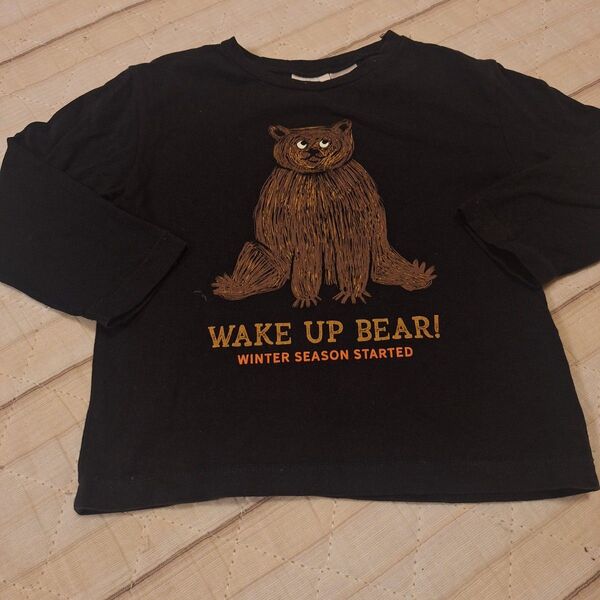 トップス 長袖 カットソー Tシャツ 90cm 90 ザラ ZARA 黒 クマ