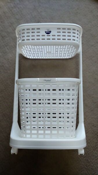 新品 日本製 キャスター付き ランドリーバスケット 2段