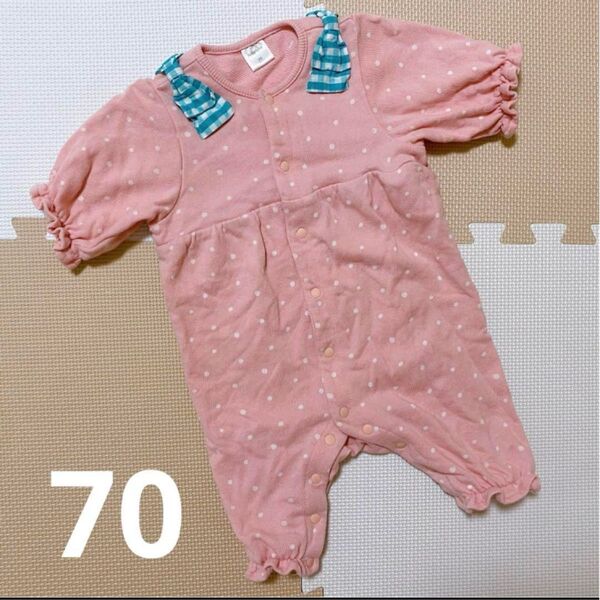 いちご ベビーロンパース カバーオール 70 futafuta ピンク 女の子
