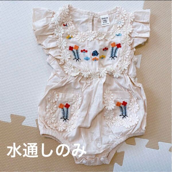 刺繍 韓国子供服 ロンパース レース ドレス