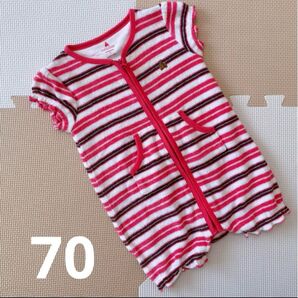 babyGAP ベビーギャップ タオル地 半袖ロンパース ファスナー 70
