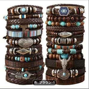 ブレスレット 24個まとめ売り エスニック ターコイズ風 ブラウン 売れ筋商品です