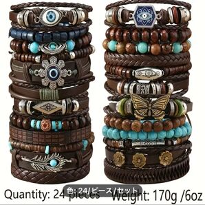 シンプルデザイン!24個セット ブレスレット バングル まとめ売り エスニック調 アクセサリー