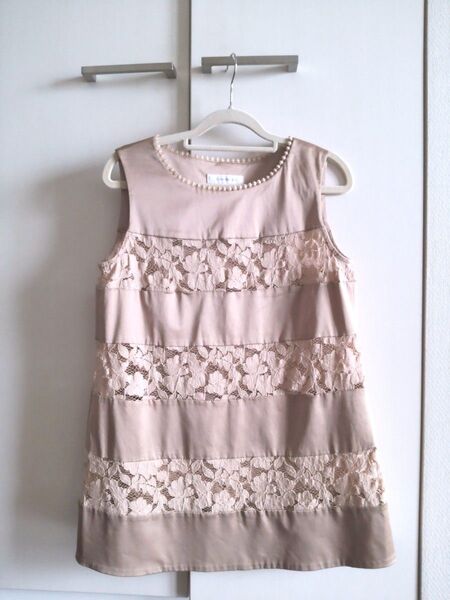 M-PREMIER ベージュ ノースリーブ チュニック 36 レース