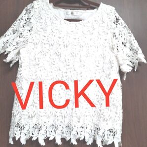 VICKY 白 総レース トップス レディース