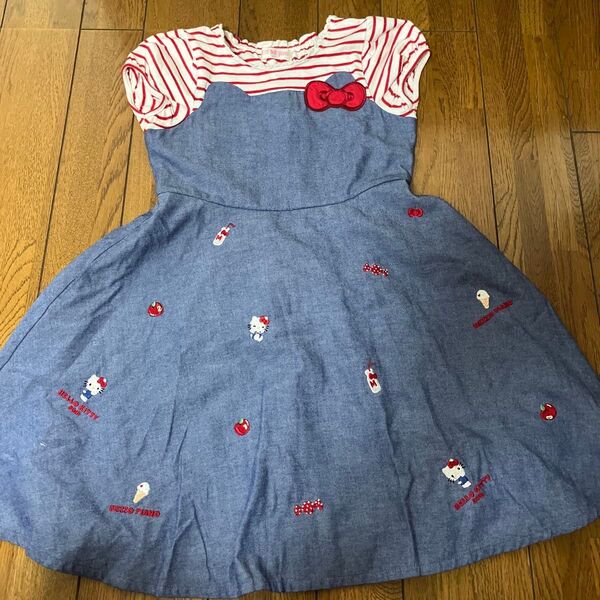 ハローキティ デニムワンピース 120 アリエルTシャツ 2点セット