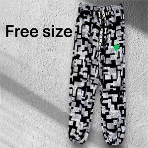 【未使用品】 個性的 ブラックパンツ クールモード ボトムス ユニセックス ブラック ホワイト