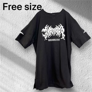 【新品】 ハートバックプリント オーバーサイズ ブラック Tシャツ 韓国 海外