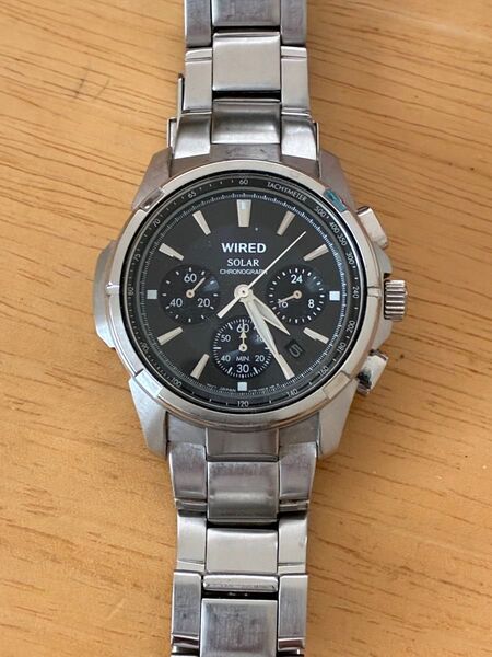 【ジャンク品】WIRED ソーラー クロノグラフ 腕時計 メンズ