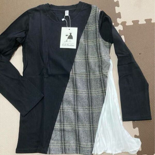 タグ付き新品 SiSiFashion アシンメトリー長袖トップス Tシャツ 長袖 カットソー ロンT 長袖Tシャツ グレー