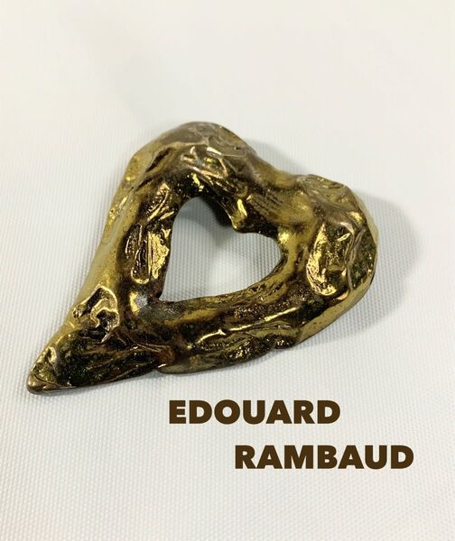 EDOUARD RAMBAUD エドュアールランボー ビンテージ ハート ブローチ ピンブローチ コサージュ ゴールド