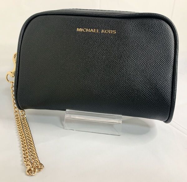 未使用 MICHAEL KORS マイケルコース ブラック ポーチ ゴールドチェーン付き