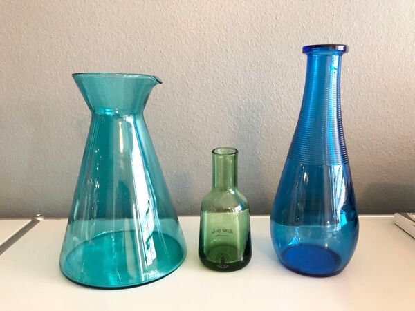 レア★美品★北欧IKEAイケアほかなどの★キレイな青と緑のガラス花瓶3点セット