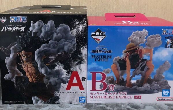 一番くじ ワンピース バトルメモリーズA賞 ルフィ ギア4 スネイクマン 海賊王への道 B賞 ギア2 ルフィ フィギュアセット